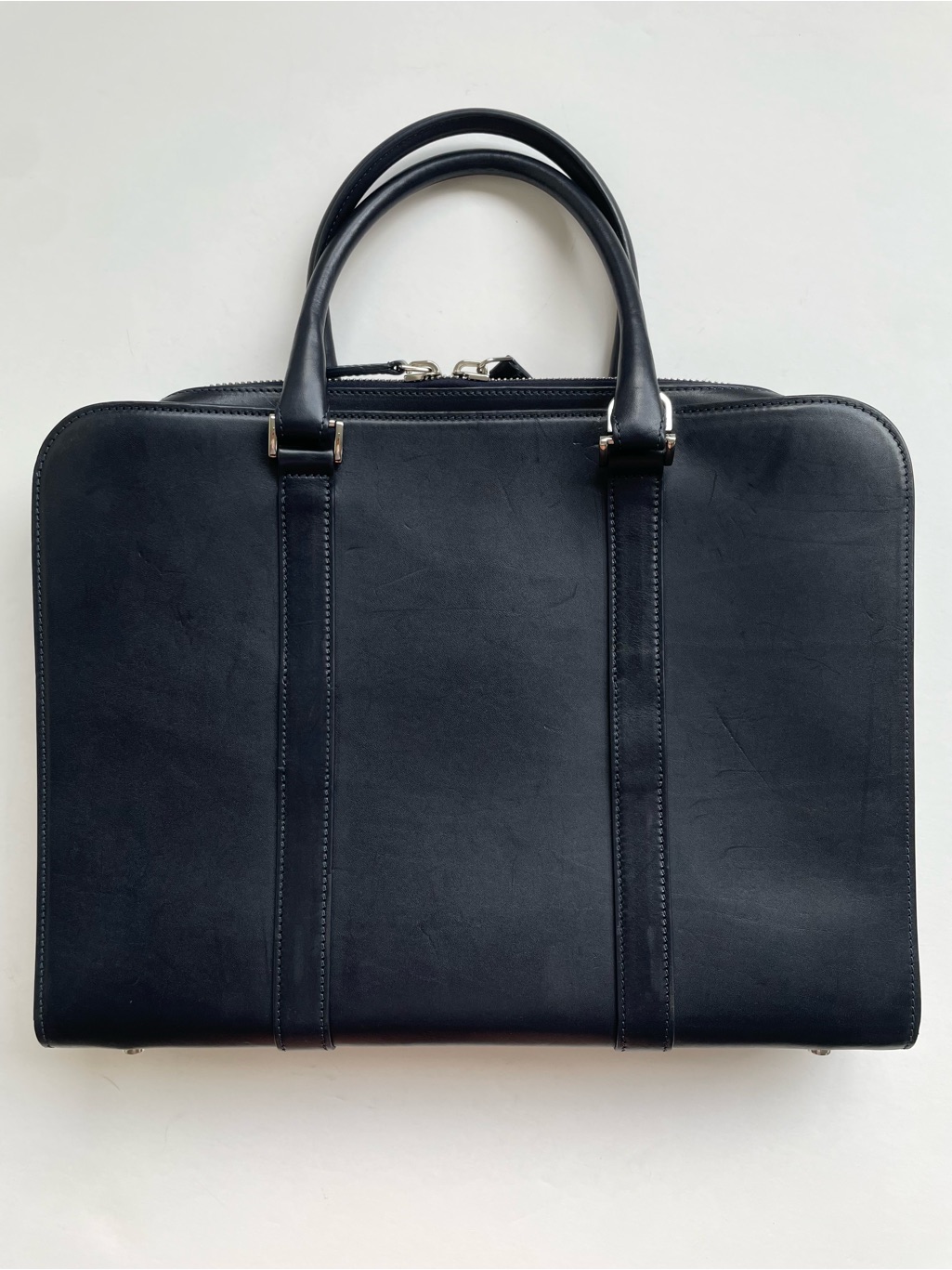 Carl Friedrik Palissy Briefcase, Navy Italian Vachetta Leather 15” Laptop Bag — image 7 of 8